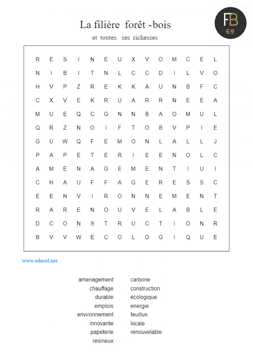 Mot cachés - la filière forêt-bois